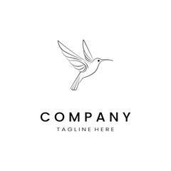  minimalistic and simple hummingbird vector line art with a bit of color, on a white background