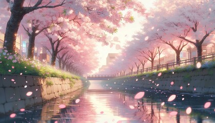 A Pastel Haven Blossoms Over Water