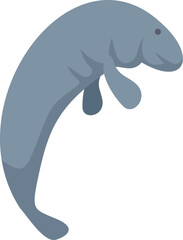 This cartoon image of a manatee swimming underwater is perfect for projects related to wildlife conservation