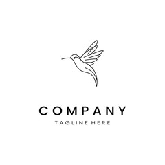  minimalistic and simple hummingbird vector line art with a bit of color, on a white background
