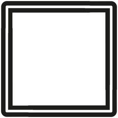 Double square frame. Black line vector shape. Geometrical border element.