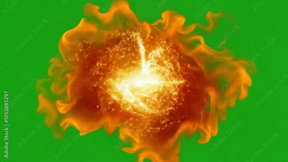 Wall mural fiery orb: chroma key ready vfx element