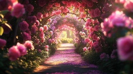 Fototapeta premium Whimsical Pink Flower Path