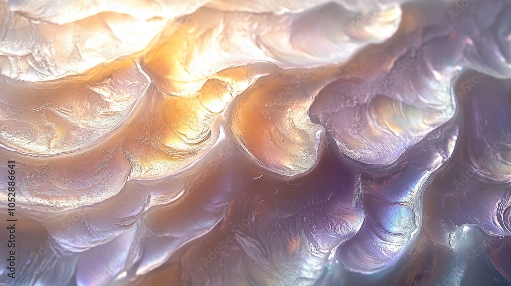 Poster subtle pearl nacre iridescent texture creating an abstract visual experience with soft hues and smoo