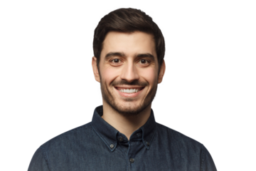 Portrait of young smiling man in denim shirt