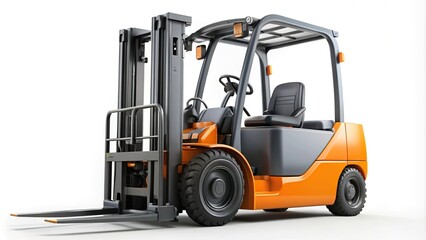 Powerful electric forklift in forced perspective