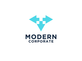 Fototapeta premium Triple Arrow Logo. Geometric Triangle Arrows Initial Letter V isolated on White Background.