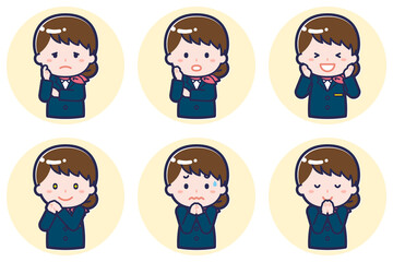 CAの女性のポーズセット_04