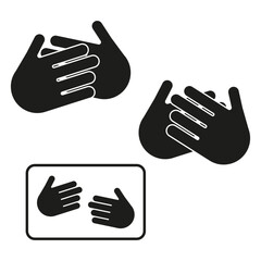 Obraz premium Hand gesture icons. Communication signs set. Simple visual symbols. Vector hand silhouettes.