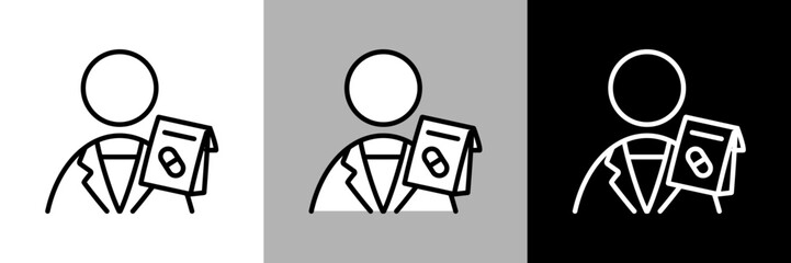 Fototapeta premium 薬剤師のイラスト。シンプルな線画のベクターアイコン。