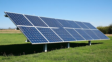 Solar Panel Array in a Bright Sunny Field