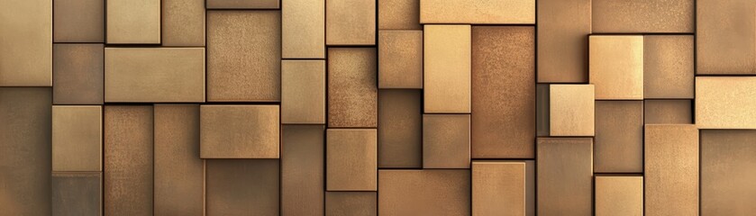 Fototapeta premium Geometric arrangement of gold bullion bars stacked closely together with a metallic texture, symbolizing wealth and luxury.