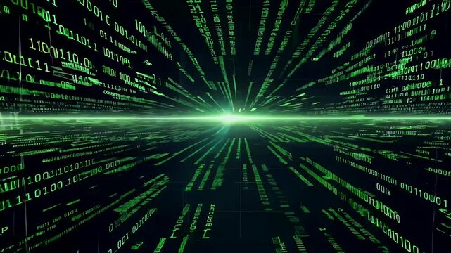 abstract matrix background featuring binary code symbolizing es coding hacking captured motion tech options 4K Full HD video renders cyber bit black generated design programming