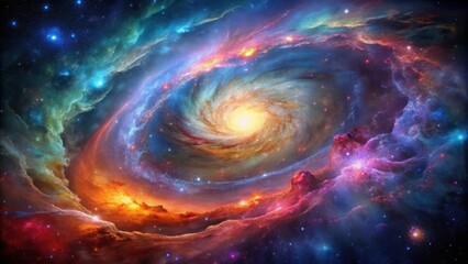Obraz premium Colorful nebula swirling in deep space , galaxy, stars, space, cosmic, astronomy, universe, celestial, colorful