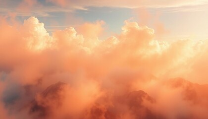 Obraz premium clouds are covering the mountains and the sky in a sunset