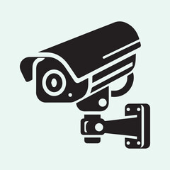 cctv camera silhouette vector icon, cctv camera vector illustration black and white