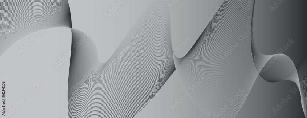 Poster abstract gray background with smooth, flowing lines. the gray background features a textured, wavy p