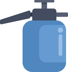 Obraz premium Blue spray bottle for watering plants or cleaning surfaces featuring minimalist flat design