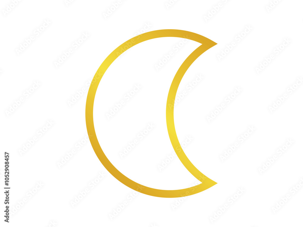 Poster golden shape moon frame outline aesthetic shine border vector design on transparent background