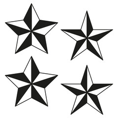 Obraz premium Star icons. Five pointed star shapes. Geometric vector symbols. Simple black icons.