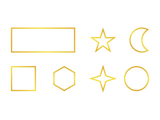 set of abstract shape golden outline aesthetic shine border vector design on transparent background