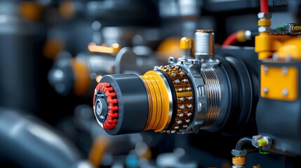 Fototapeta premium A detailed 3D showcasing a futuristic engine fuel combustion system highlighting the technology s focus on sustainability and eco friendly innovation