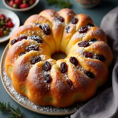 Norwegian Julekake with Cardamom and Raisins for Christmas Celebration