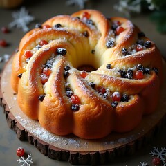 Norwegian Julekake with Cardamom and Raisins for Christmas Celebration
