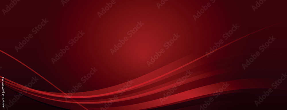 Poster a red background with smooth, flowing wave patterns. the background is deep red with a gradient text