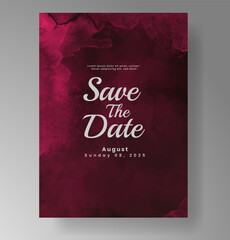 Wedding card invitation template with hand painted watercolor splash
