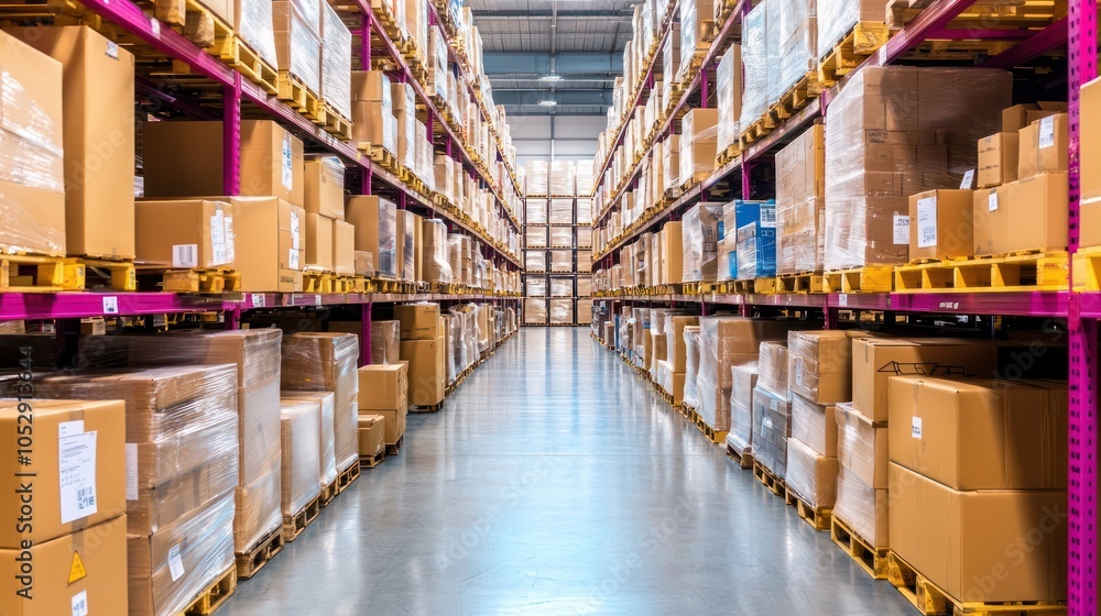 Poster efficient warehouse design maximizing space with skylights and organized storage solutions