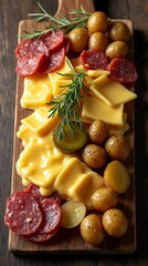 Swiss Raclette with Melted Cheese and Potatoes in a Cozy Alpine Setting