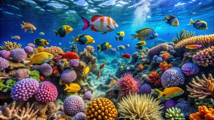 Obraz premium Underwater scene with exotic fishes and coral reef in the Red Sea near Hurghada, Egypt, clownfish