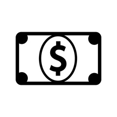 Dollar bill icon. Currency note symbol. Money illustration. Simple vector design.