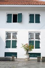antique and classic old windows in historic old buildings