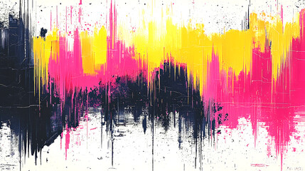 Fototapeta premium Vibrant abstract art featuring bold colors like pink, yellow, and black, creating dynamic visual rhythm that evokes energy and creativity
