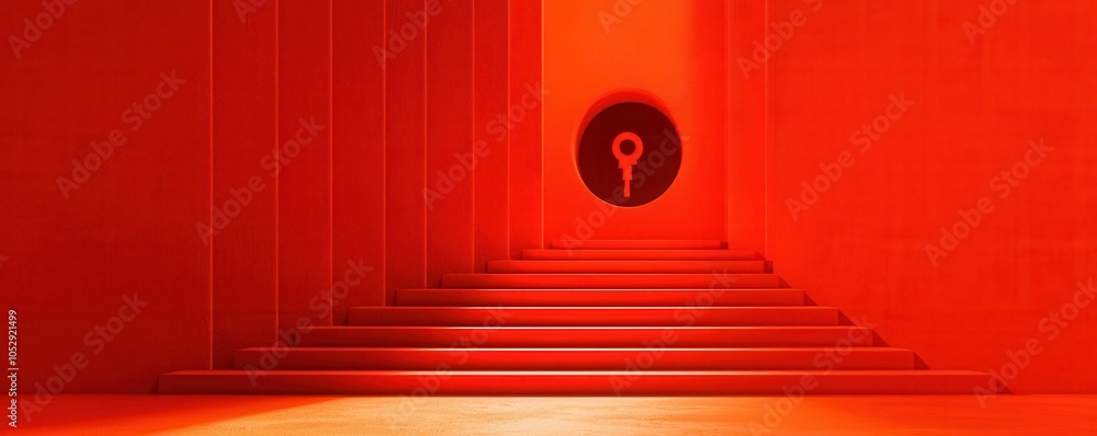 Canvas Prints Red Stairs with Keyhole.