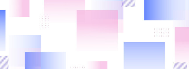 Fototapeta premium Banner geometric background. blue and pink gradations transparent. box pattern.shape.abstract memphis.eps 10