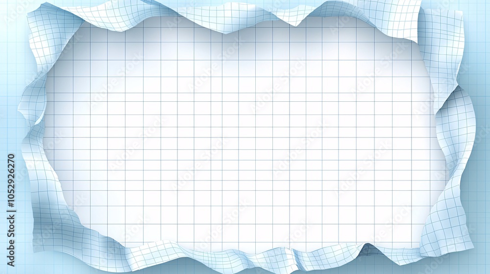 Poster torn blue grid paper frame abstract geometric background empty space copy space