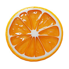 A close-up shot of a juicy orange slice, showcasing its vibrant color, segmented flesh, and a hint of white pith.