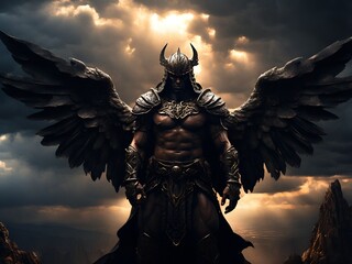Fototapeta premium armored angel with wings