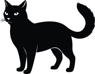 Black silhouette of cat. black cat icon vector illustration.