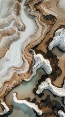 Salt Lake Mirage - Aerial View of Surreal Patterns and Sandy Shapes on Abstract Canvas