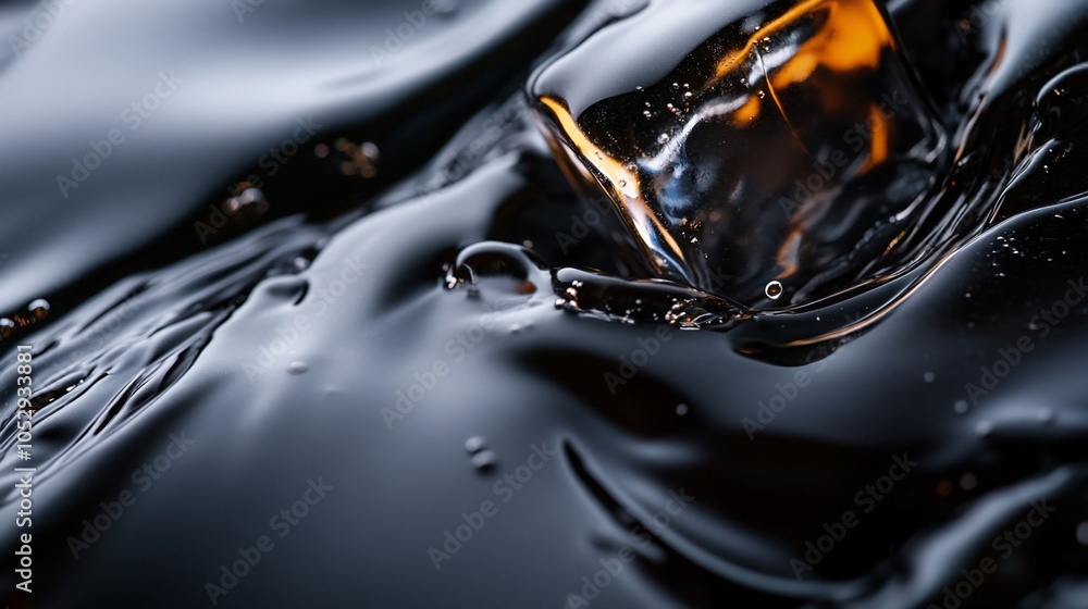 Aufkleber close-up of an ice cube floating in dark liquid, creating ripples and air bubbles.
