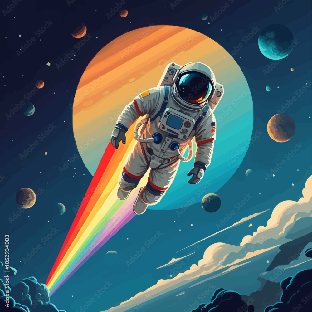 Wall mural an astronaut in outer space vector template design.