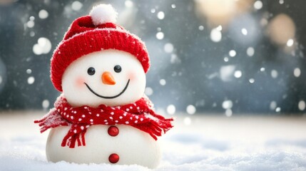 Obraz premium Cheerful Snowman in Warm Snowy Background