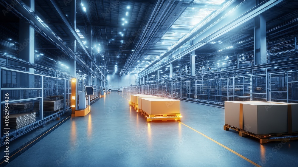Poster innovative technology transforms smart factory logistics.