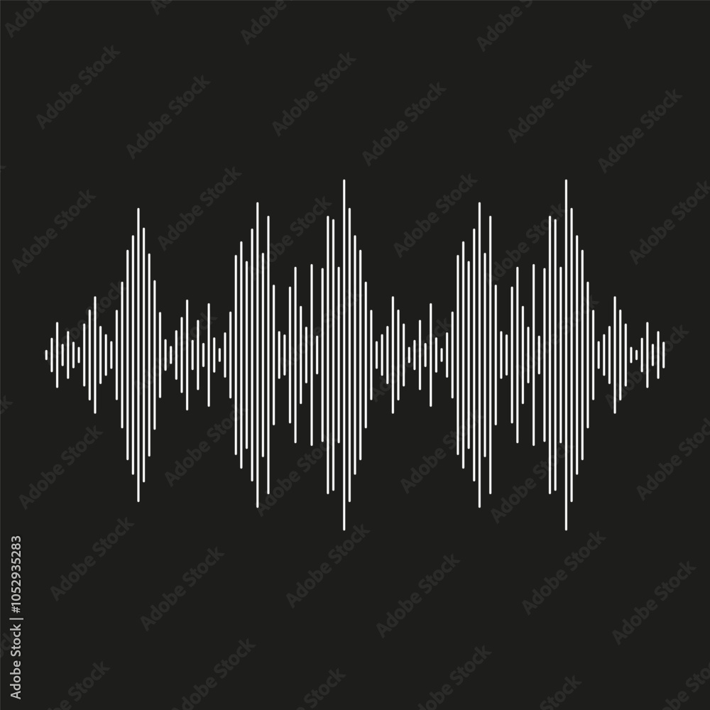 Poster abstract sound wave. audio waveform pattern. white sound lines. vector audio illustration.