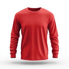Realistic high quality red long sleeve tshirt mockup isolated