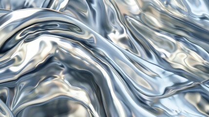 Liquid silver metal texture forming wavy pattern background